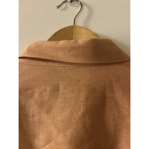 Paul Fredrick Linen Shirt Mens 3XLT Peach Roll Tab Long Sleeve Button Up Relaxed - Picture 6 of 11
